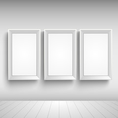 Three blank advertising signs on the wall template