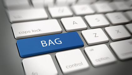 Word "BAG" on a key on a modern keyboard