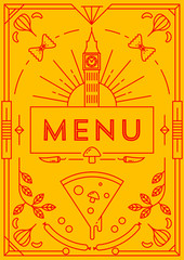 Trendy Pizza Menu Design with Linear Icons