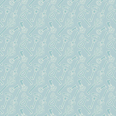 Seamless pattern with outline vintage keys