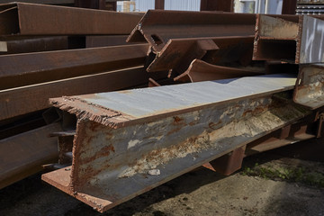 Rust steel rod or bars in warehouse