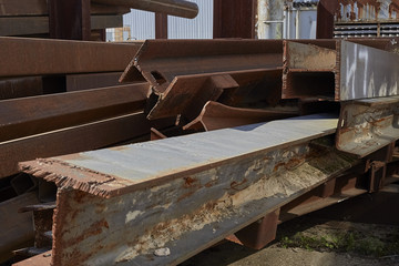 Rust steel rod or bars in warehouse