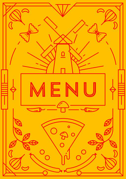 Trendy Pizza Menu Design with Linear Icons