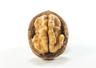 Walnuts on a white background