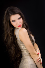 Naklejka premium Portrait of young beautiful girl. Fashion photo