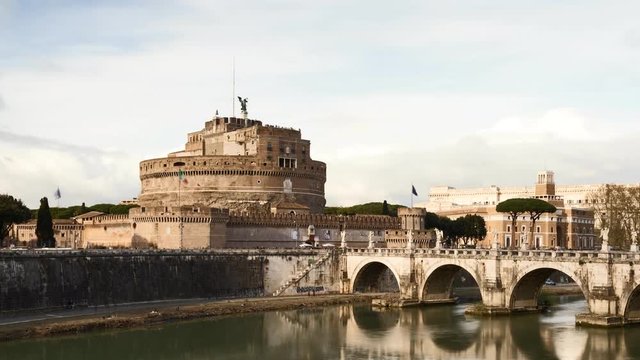 Timelapse - Moving clouds over Castel Sant'Angelo, Rome, Italy