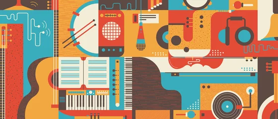 Rolgordijnen Abstract Music Background flat vector illustration © Kit8 d.o.o.