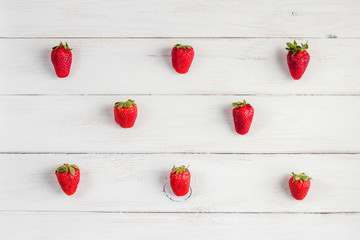  strawberry on white  wooden background