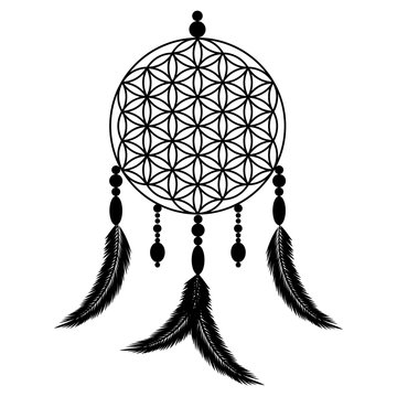 Dreams Catcher Flower of Life black shape