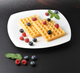 Belgian waffles with berries