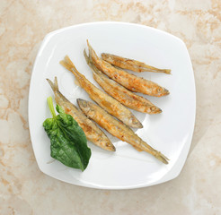 fish smelt  fried in a plate