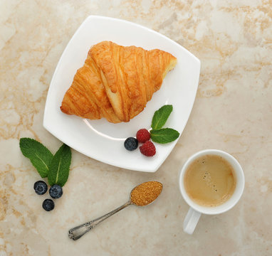 Continental breakfast with croissant