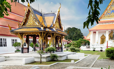 Classical Thai  architecture in National Museum of Bangkok, Thailand. The Bangkok National Museum is the main branch museum of the National Museums and the largest museum in Southeast Asia.