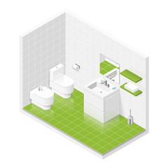 Toilet room isometric icon set