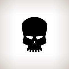 Robot Skull , Silhouette Skull on a Light  Background , Isolated,  Death's-head, Black and White Vector Illustration