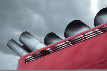 Chimneys of a cruise ship