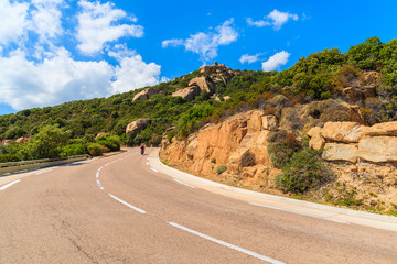 Scenic mountain road among rocks on Corsica island, France