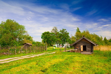 Obraz premium Kizhi. wooden hut landscape!