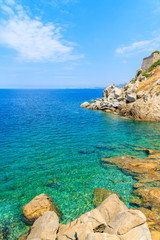 Turquoise sea water in Calvi bay, Corsica island, France