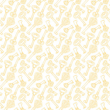 Seamless pattern with outline vintage keys © irenemuse