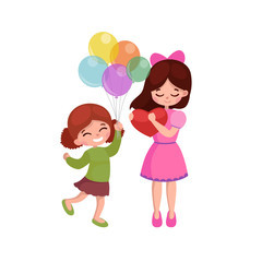 Vector illustration kids playing, greeting card happy childrens day background