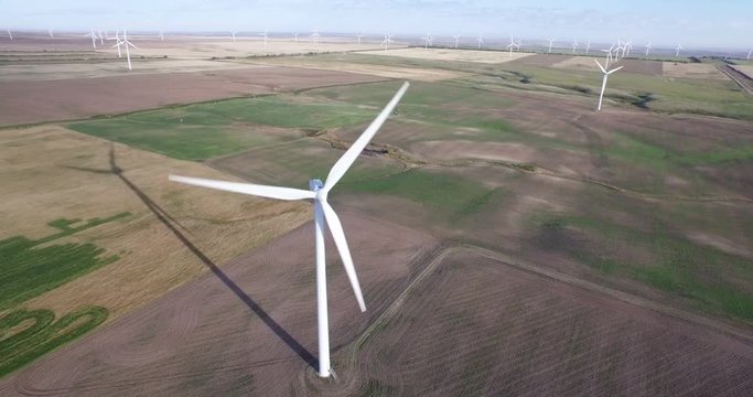 Aerial view of windmill farm on Prairies