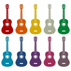 Acoustic guitar icons set