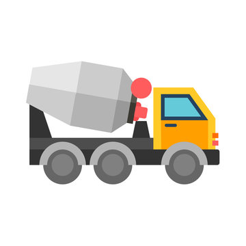Concrete mixer truck. Flat vector illustration isolated on white background