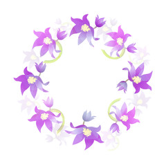 Round Frame with Contour of Purple Pasque Flowers
