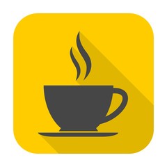 Coffee cup icon with long shadow