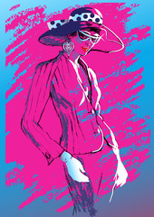 colorful sketch of elegant woman.vector illustration