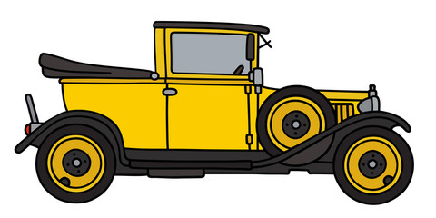 Vintage yellow car / Hand drawing, vector illustration