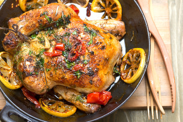 roasted whole chicken with vegetables