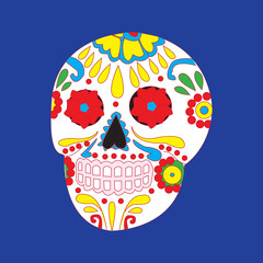 Day of the dead national holiday in Mexico, colorful skull 