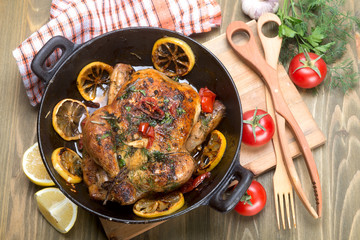 roasted whole chicken with vegetables
