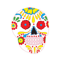 Day of the dead national holiday in Mexico, colorful skull with
