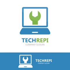 Vector computer and laptop repair logo 