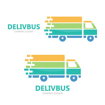 Truck logo vector design. Fast delivery symbol or icon