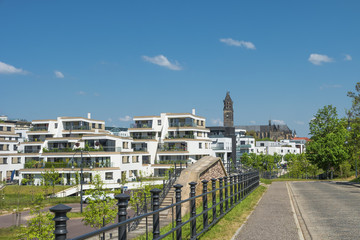 View on Magdeburg city center and downtown in Spring, Magdeburg,