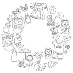 Baby icons Hand drawn doodle vector set