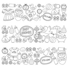 Baby icons Hand drawn doodle vector set