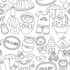 Baby icons Hand drawn doodle vector set