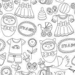 Baby icons Hand drawn doodle vector set