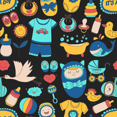 Baby icons Hand drawn doodle vector set