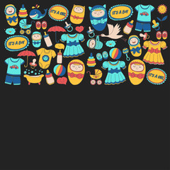 Baby icons Hand drawn doodle vector set