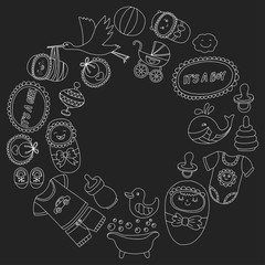 Baby icons Hand drawn doodle vector set