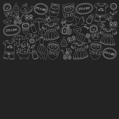 Baby icons Hand drawn doodle vector set