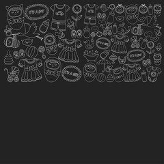 Baby icons Hand drawn doodle vector set