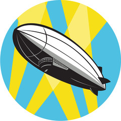 Naklejka premium Zeppelin Blimp Flying Overhead Circle Retro