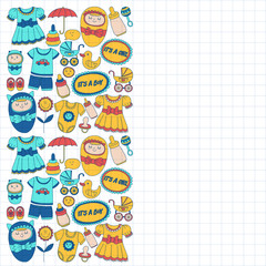 Baby icons Hand drawn doodle vector set